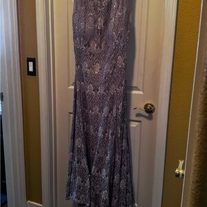 R&M Richards Champagne Sleeveless Cocktail Gown